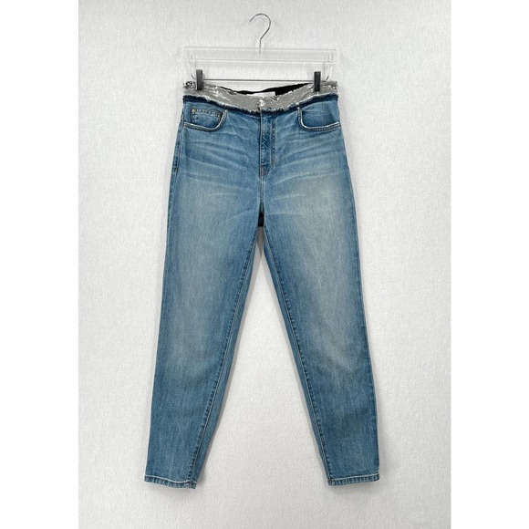 IRO Jeans Womens 28 Blue Silver Jones Sequin Embellished Mid Rise Slim Leg Denim - Picture 3 of 15